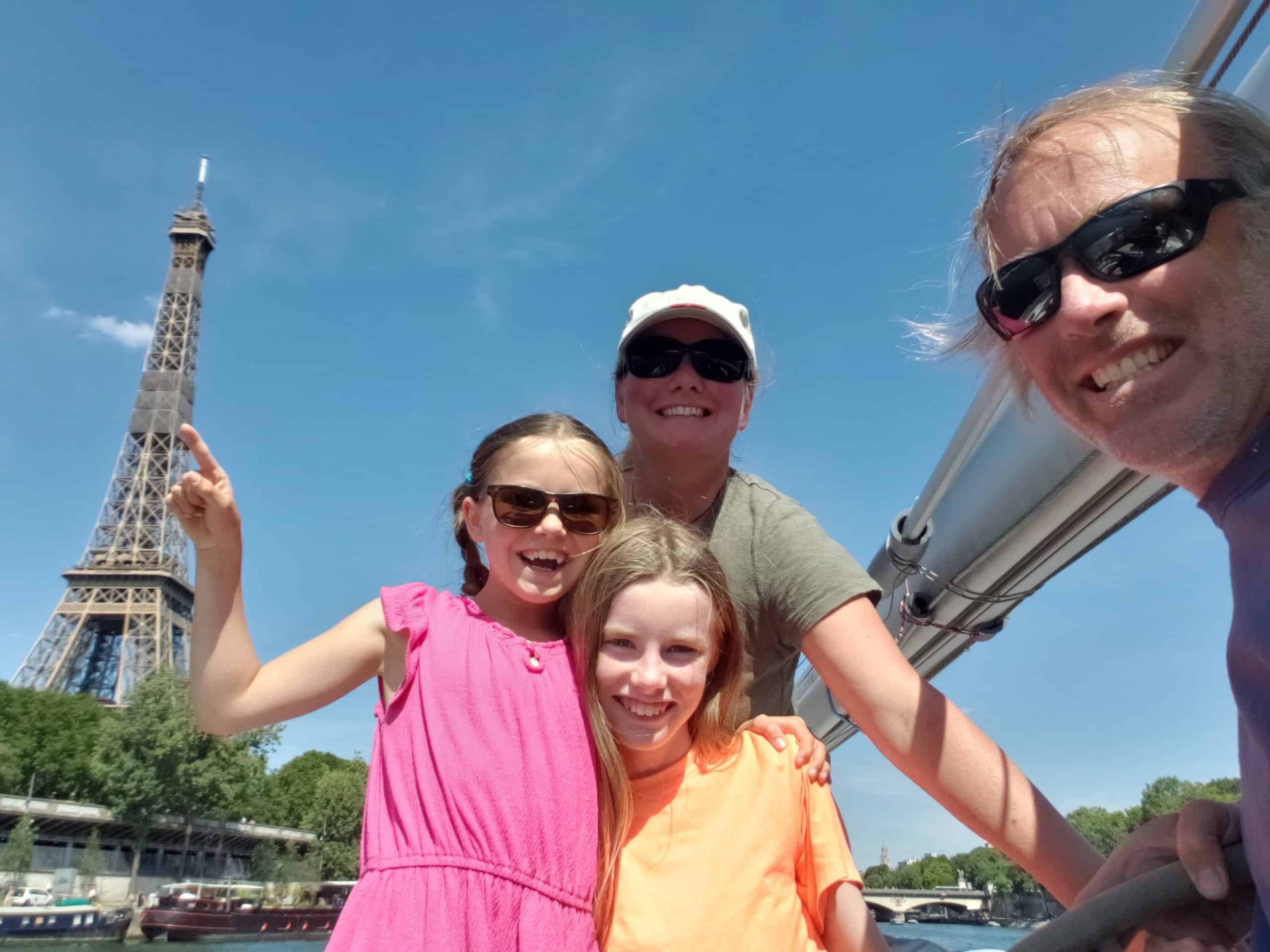 Finley Family taking sailboat through Paris