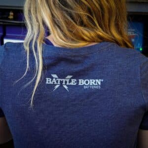Lauren From Go Play Outside Wearing Battle Born Batteries Merch