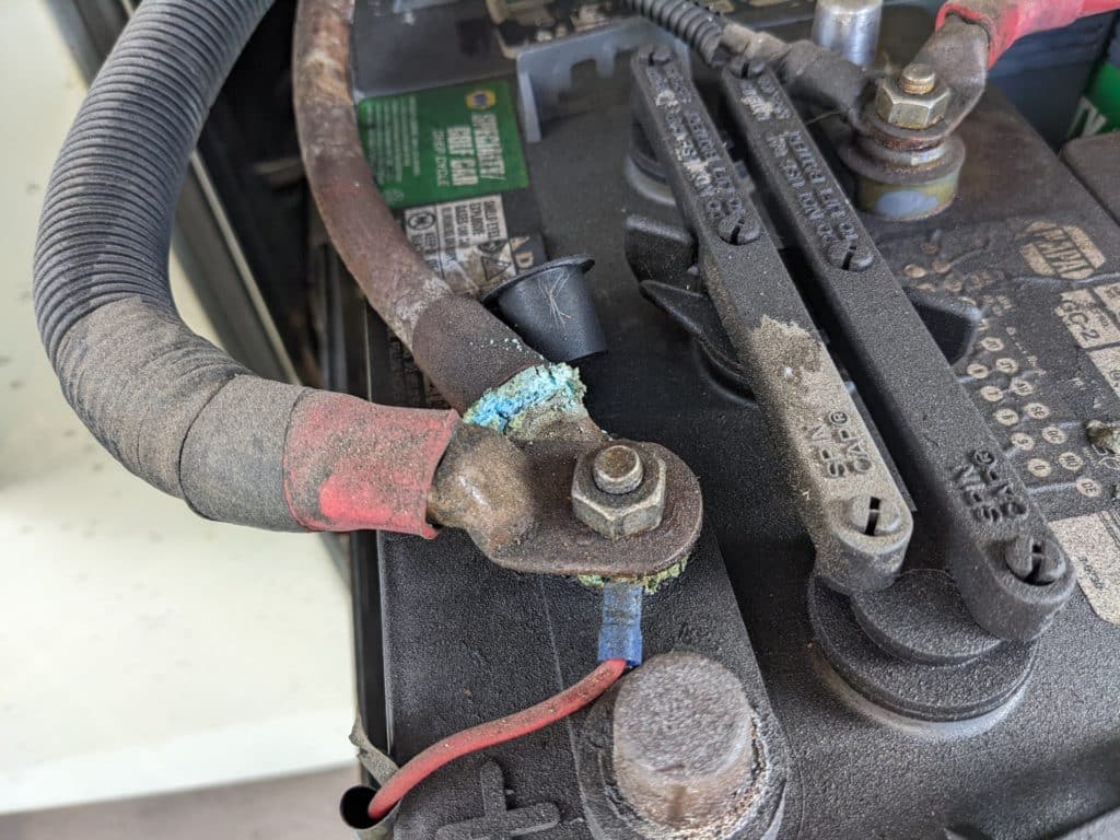 corrosion on lead acid battery terminal