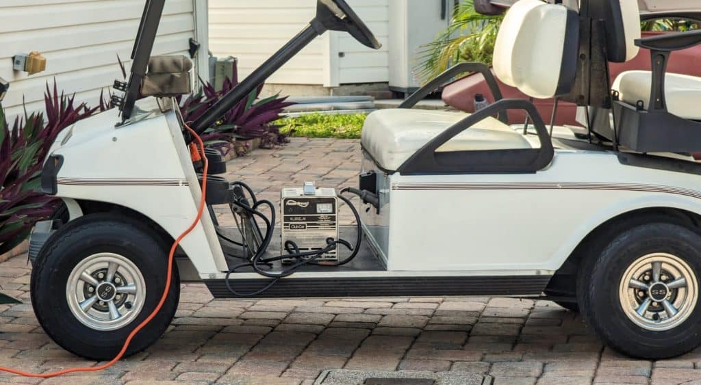 Charging a golf cart with a traditional golf cart battery