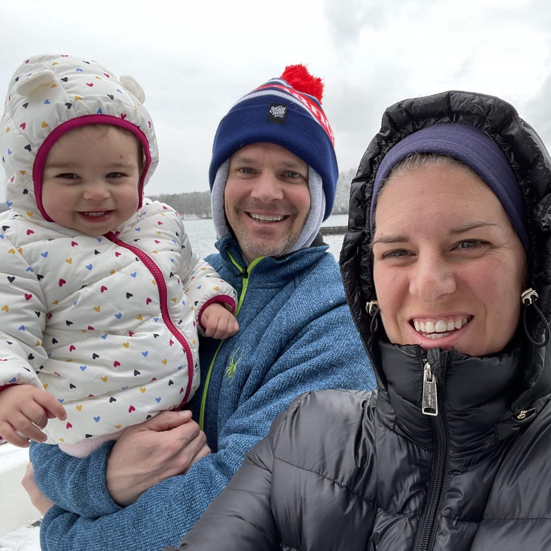 The Kitchens Family on the Deep Houseboat Life Boat in the Snow