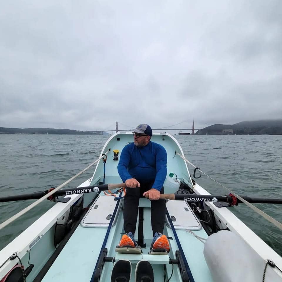 Owen Rowing in the San Francisco Bay in Aloha Kai