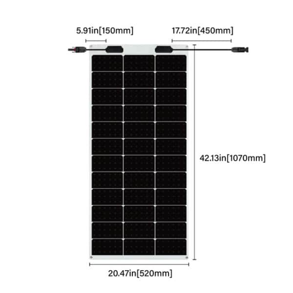 100W 12V Semi-Flexible Monocrystalline Solar Panel
