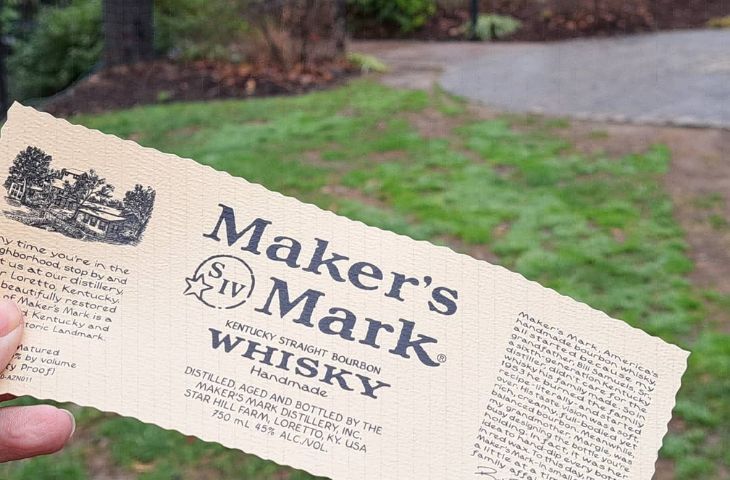 Photo of a Makers Mark label taken at a distillery hosted by Harvard Hosts