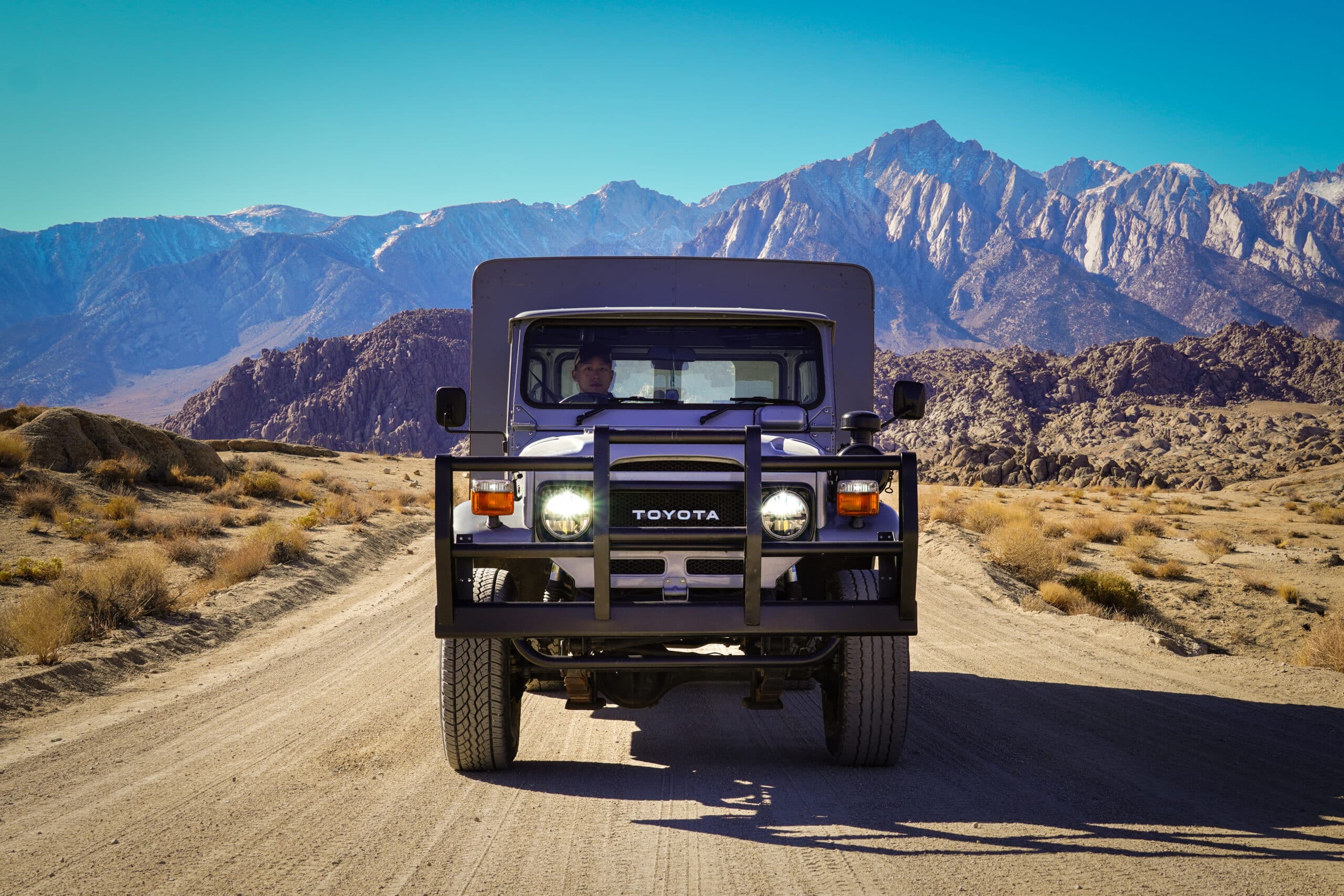 Mike driving the Land Cruiser off-road