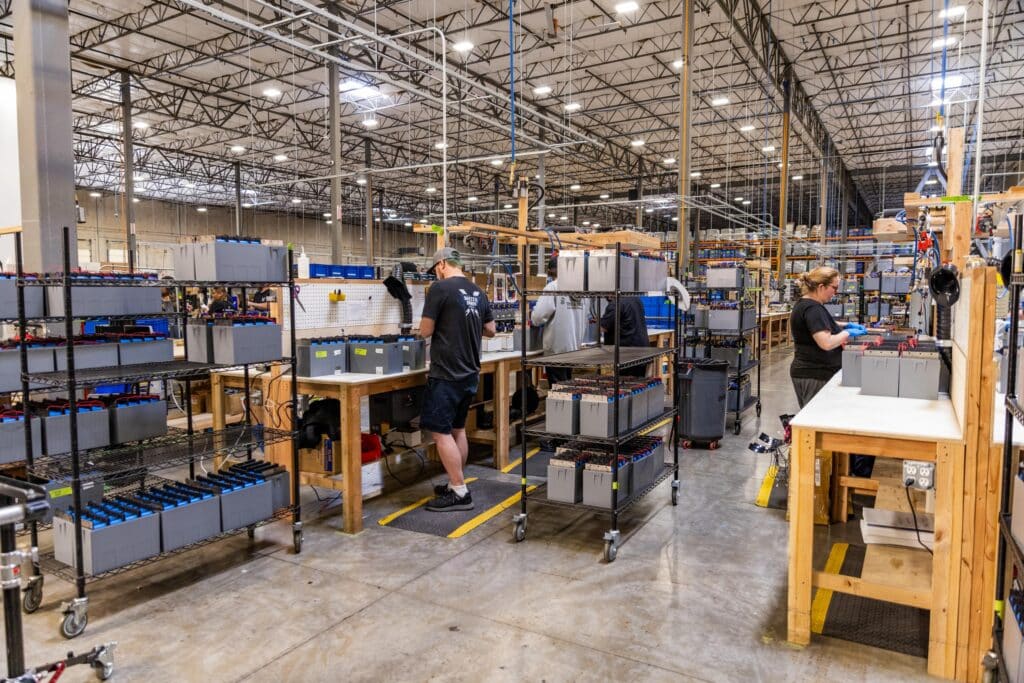 Battle Born Batteries being Manufactured in the Warehouse