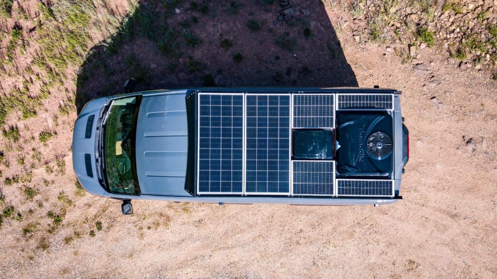 Solar Panels on top of a Camper Van