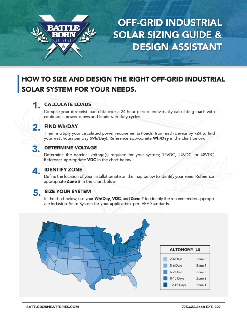 Battle Born Industrial Solar Sizing and Design Assistant