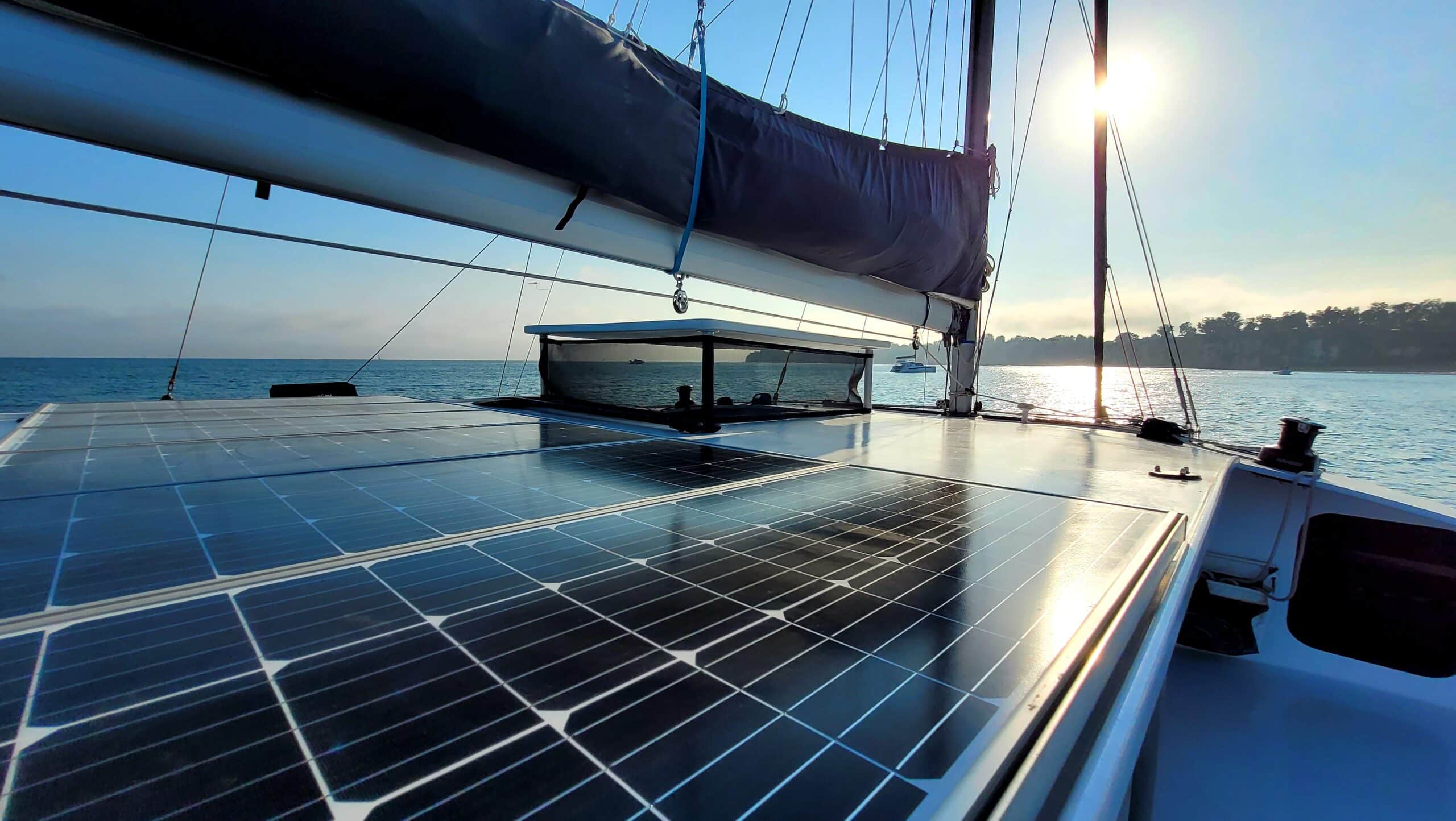 solar panels on a sailboat