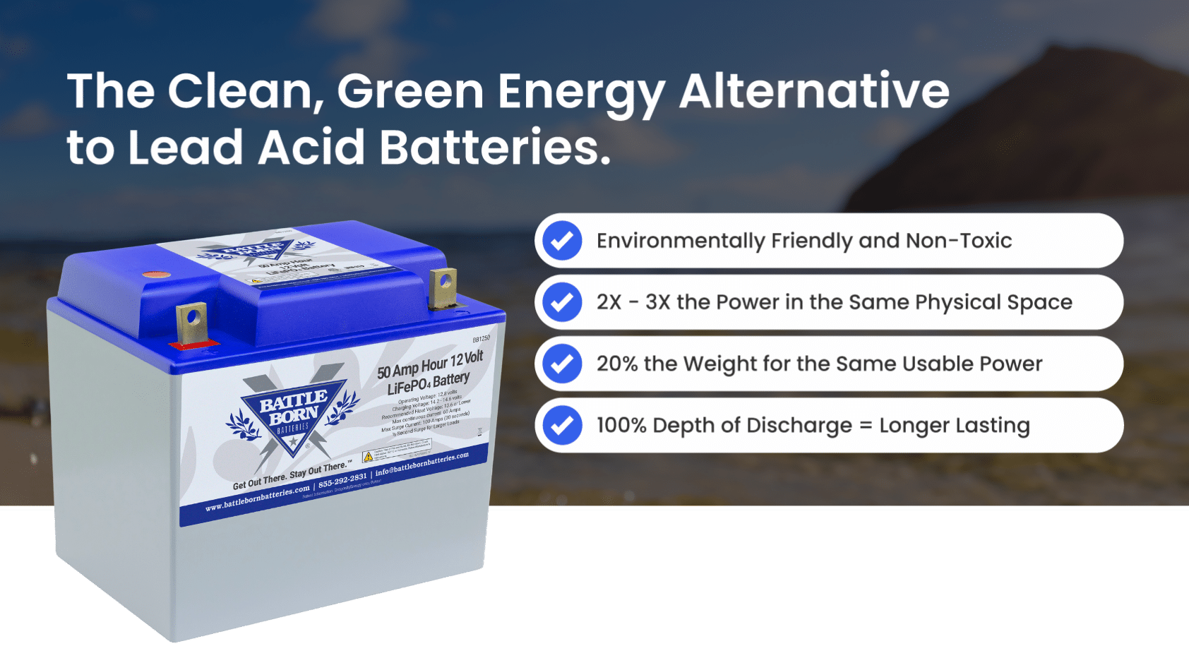 Features of the 50Ah 12V Group 24 LiFePO4 Deep Cycle Battery