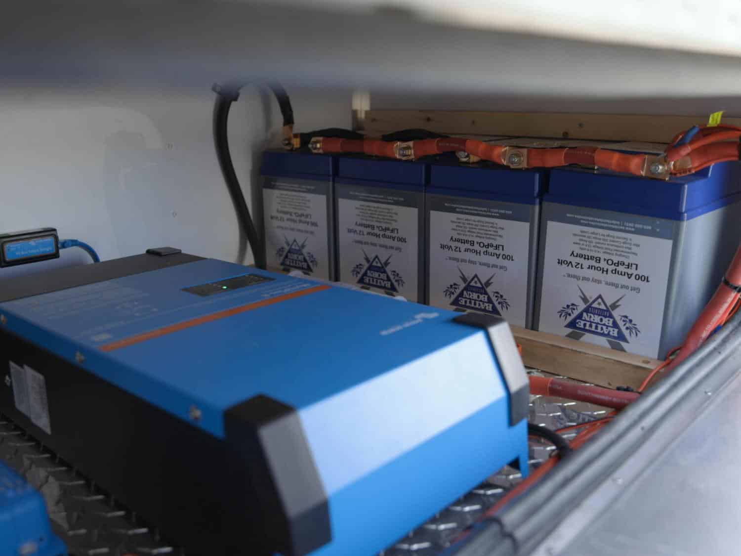 100Ah 12V GC2 LiFePO4 Deep Cycle Batteries by Battle Born Batteries Installed in RV Lithium Power System