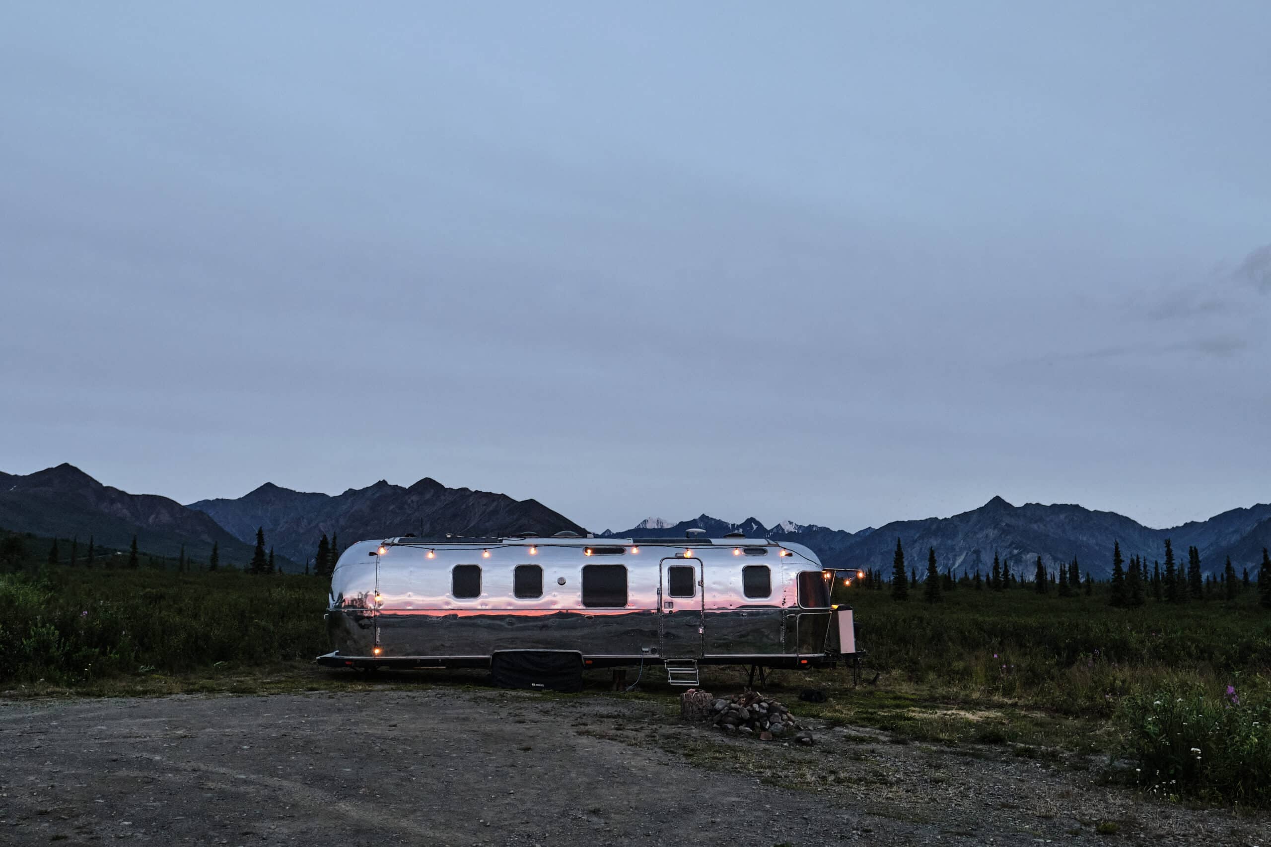 an Airstream parked off grid