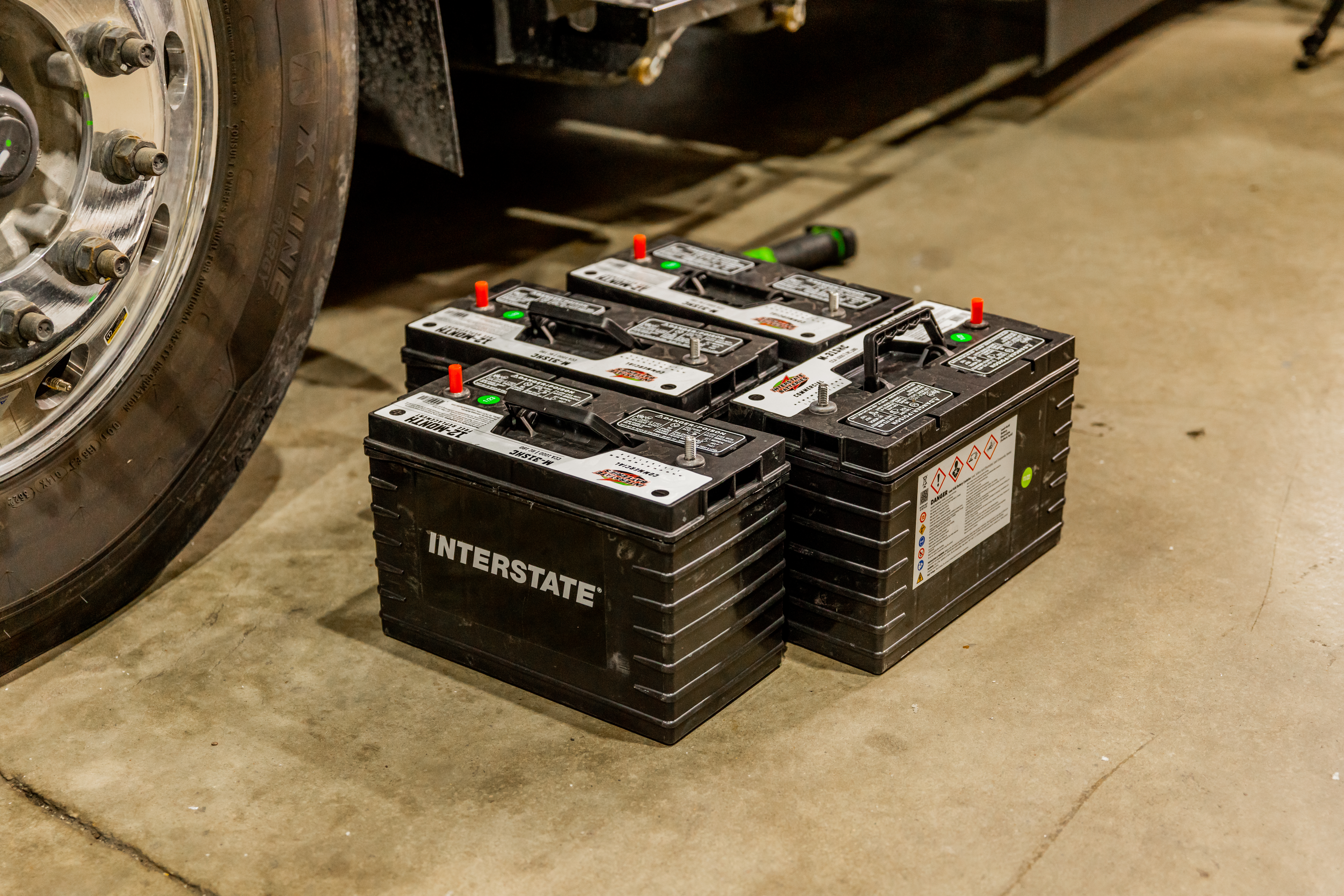 lead acid batteries by a long haul truck