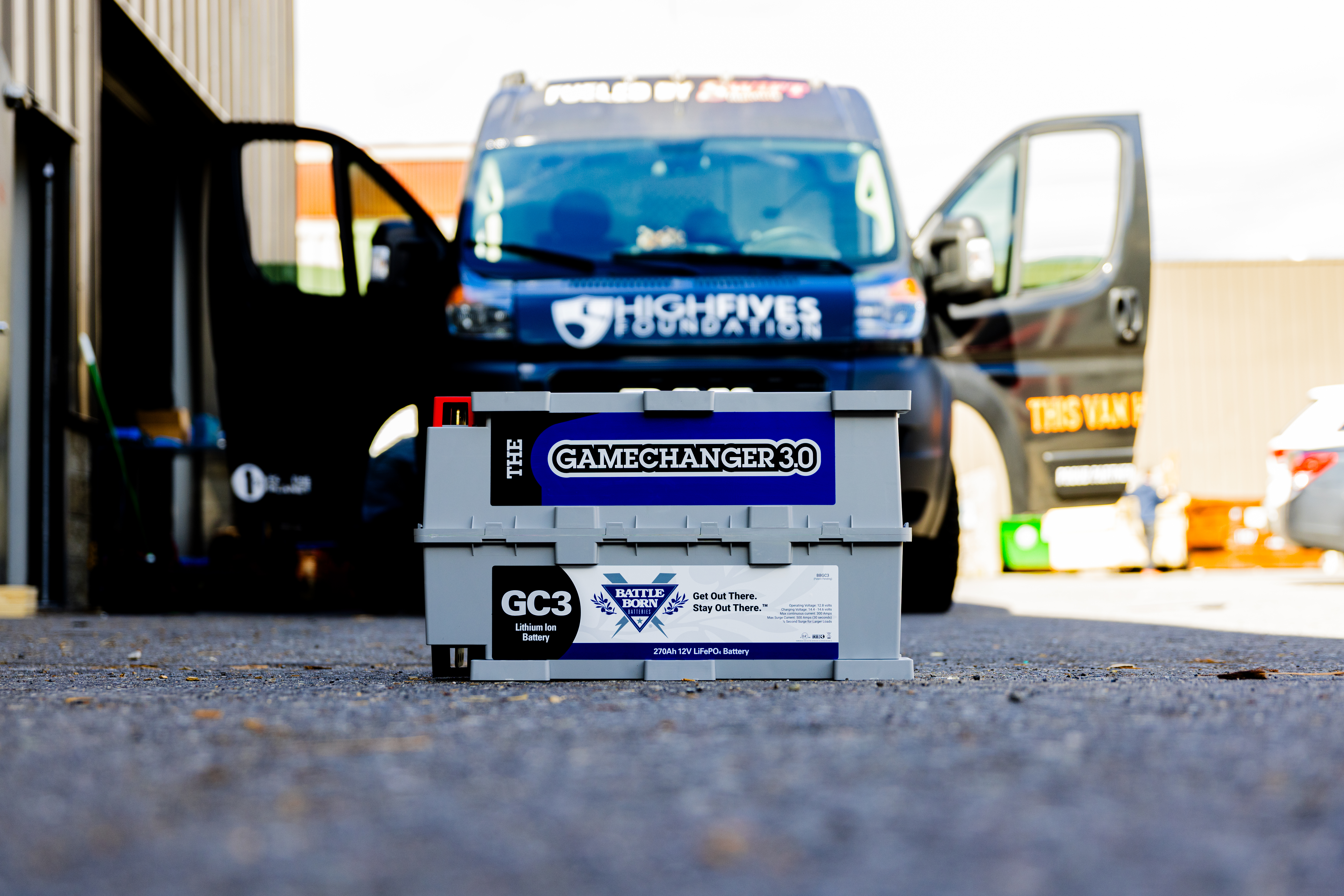 GC3 Battle Born Battery in front of a van