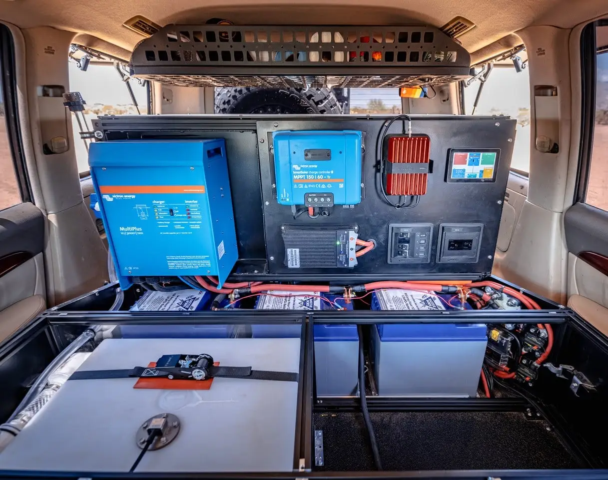 Deep cycle Battle Born lithium batteries installed in a system with a MultiPlus II inverter charger