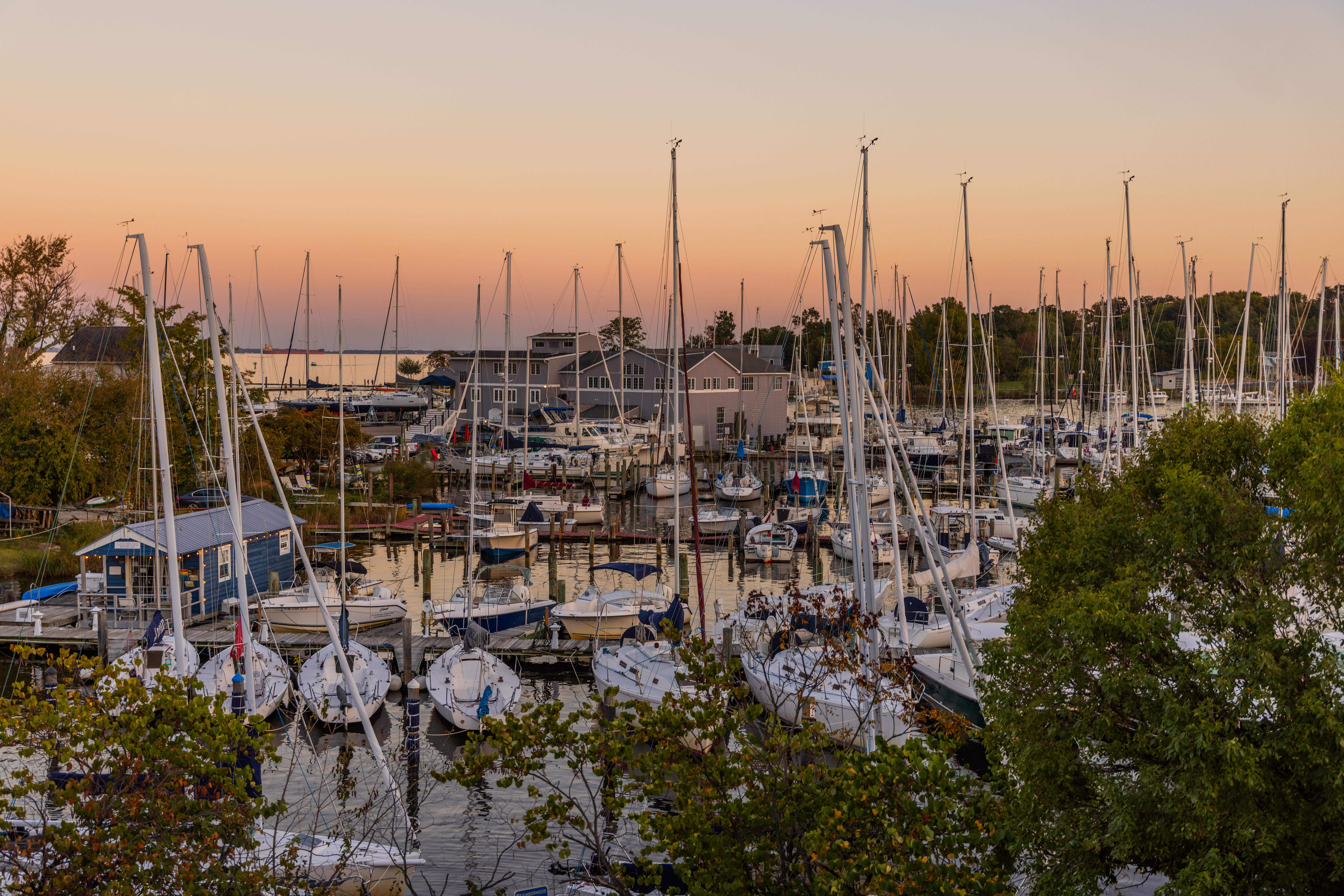 boats on the water and a sunset