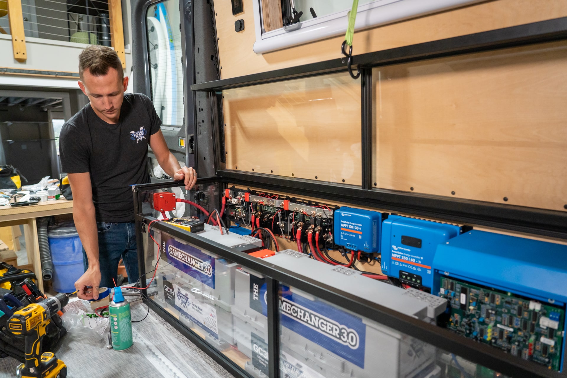 Professional installing a van electrical system