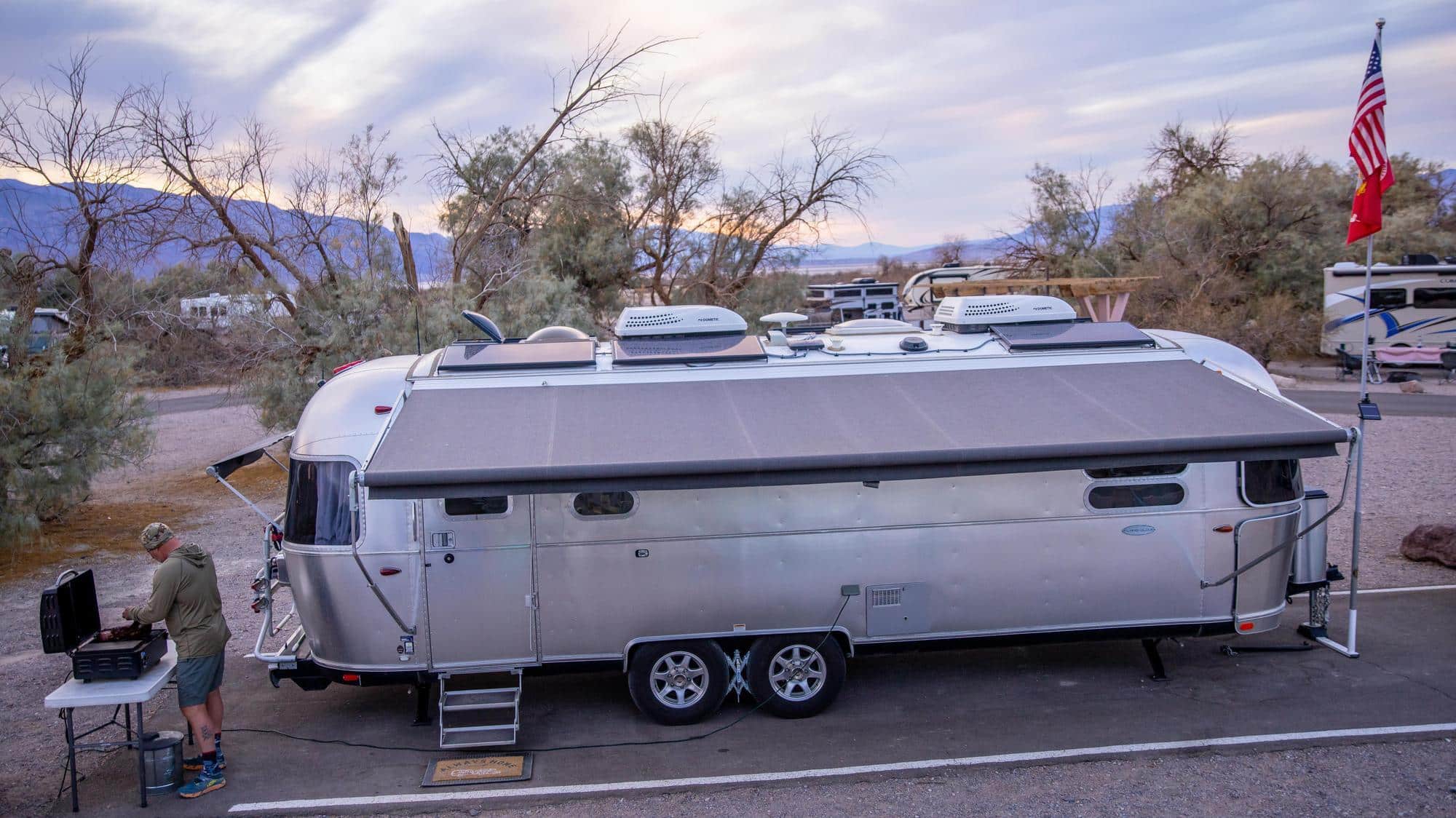 Airstream in campground