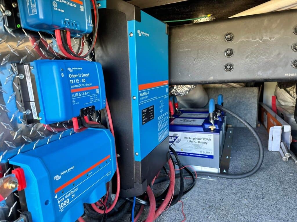 Compact RV power system using Battle Born Batteries and low frequency inverter
